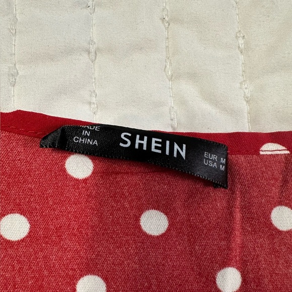 SHEIN Coquette Polka Dot front Tie Shirt Size Medium - Picture 10 of 10